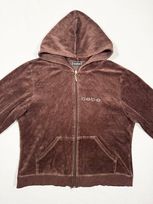 Bebe Chocolate Brown Zip Up Hoodie