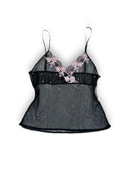 Embroidered Micromesh Cami