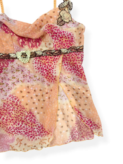 Leopard Print Embroidered Rose Cami ♡ S