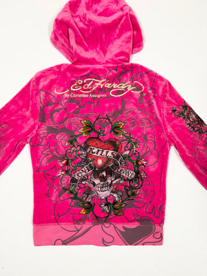 Pink Velour Ed Hardy Tracksuit