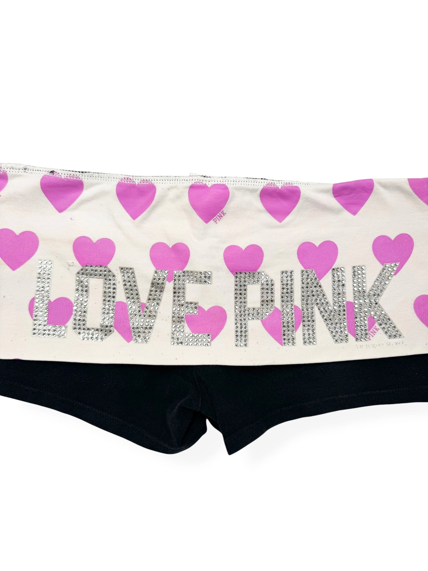 PINK Heart Fold Over Waistband Shorts ♡ S