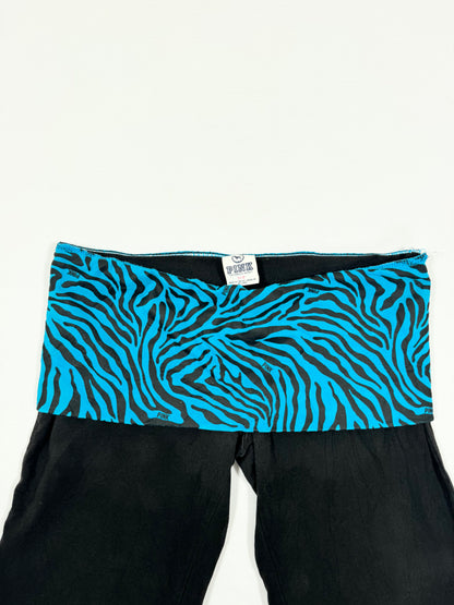 PINK Blue Zebra Fold Over Flared Leggings ♡