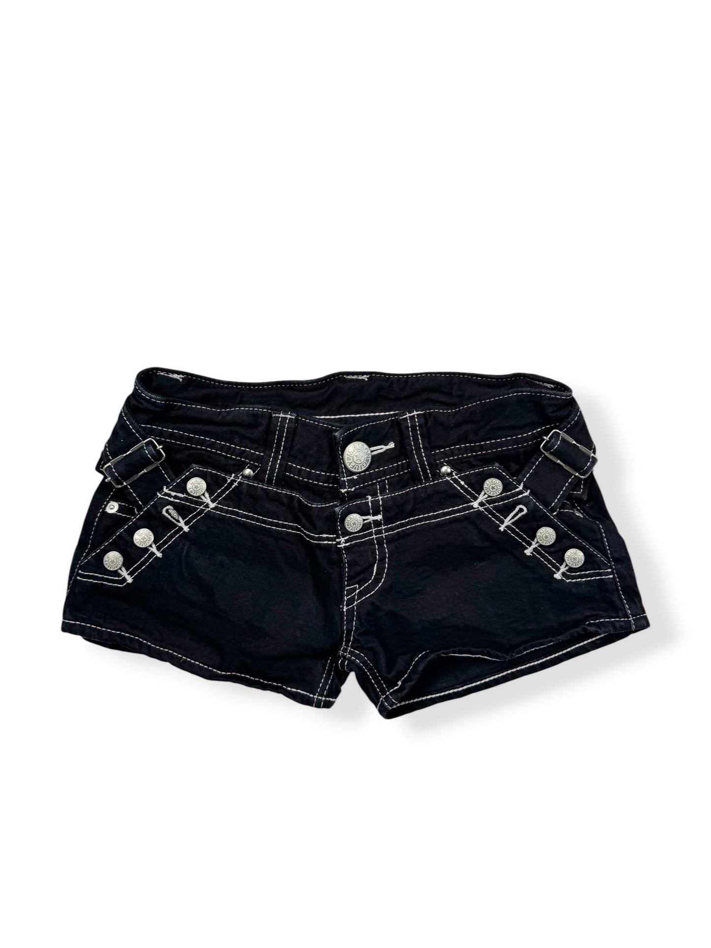 Black Denim Button Shorts ♡ XS