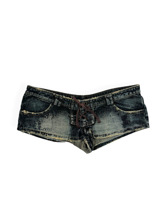 Lace Up Denim Micro Shorts ☆ M
