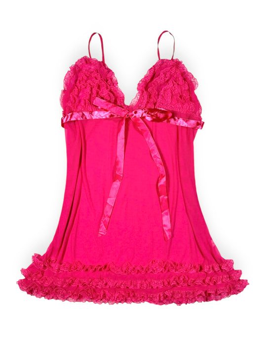 Pink Ruffle Slip Dress