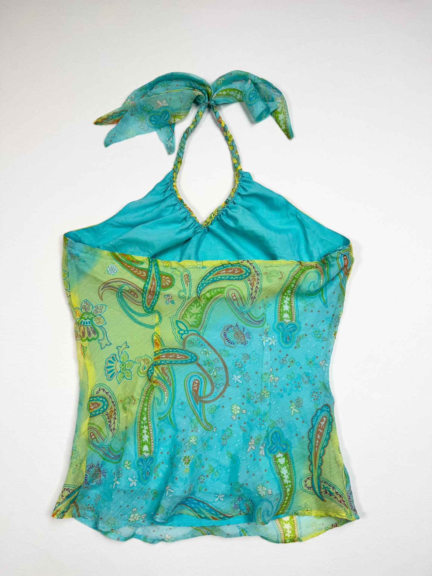 Green & Blue Paisley Halter ♡ L