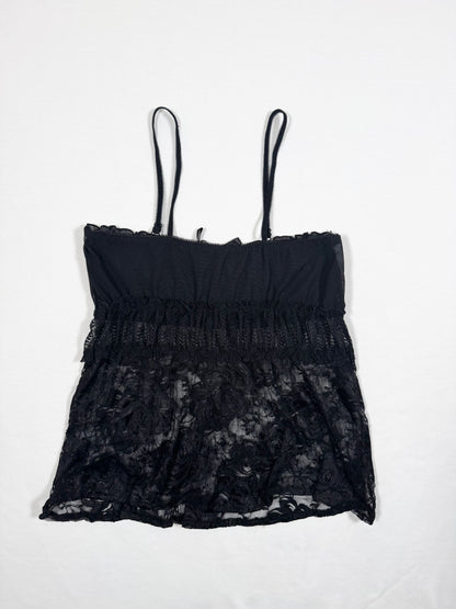 Ruched Black Lace Cami