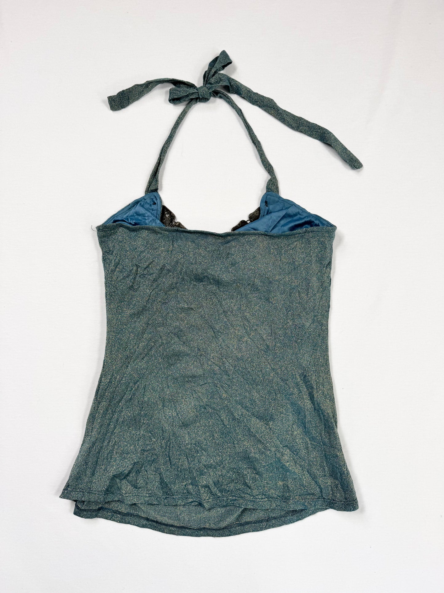 Blue Glitter Metal Chain Halter ♡ S
