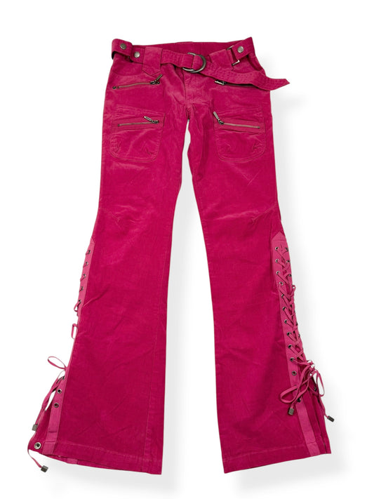 Clothes Compact USA Red Corduroy Lace Up Flared Pants ♡ S