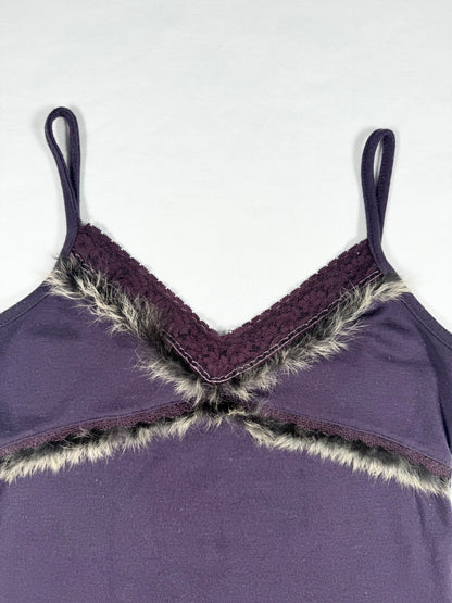 Purple Fur Trim Cami