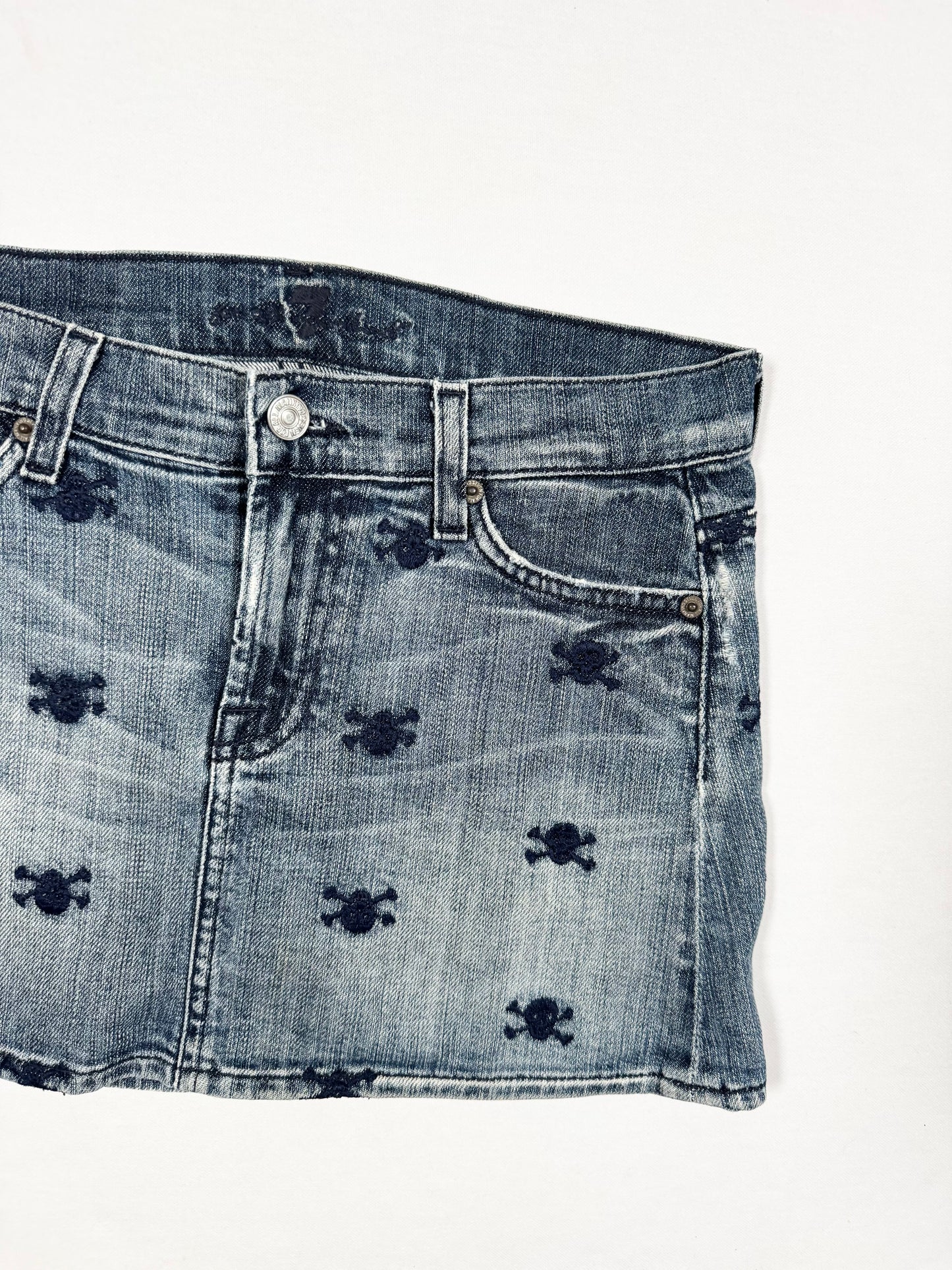 Skull Denim Mini Skirt ♡ Size S