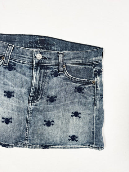 Skull Denim Mini Skirt ♡ Size S