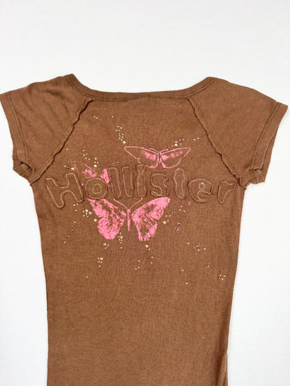 Hollister Brown Butterfly Tee ♡ XS