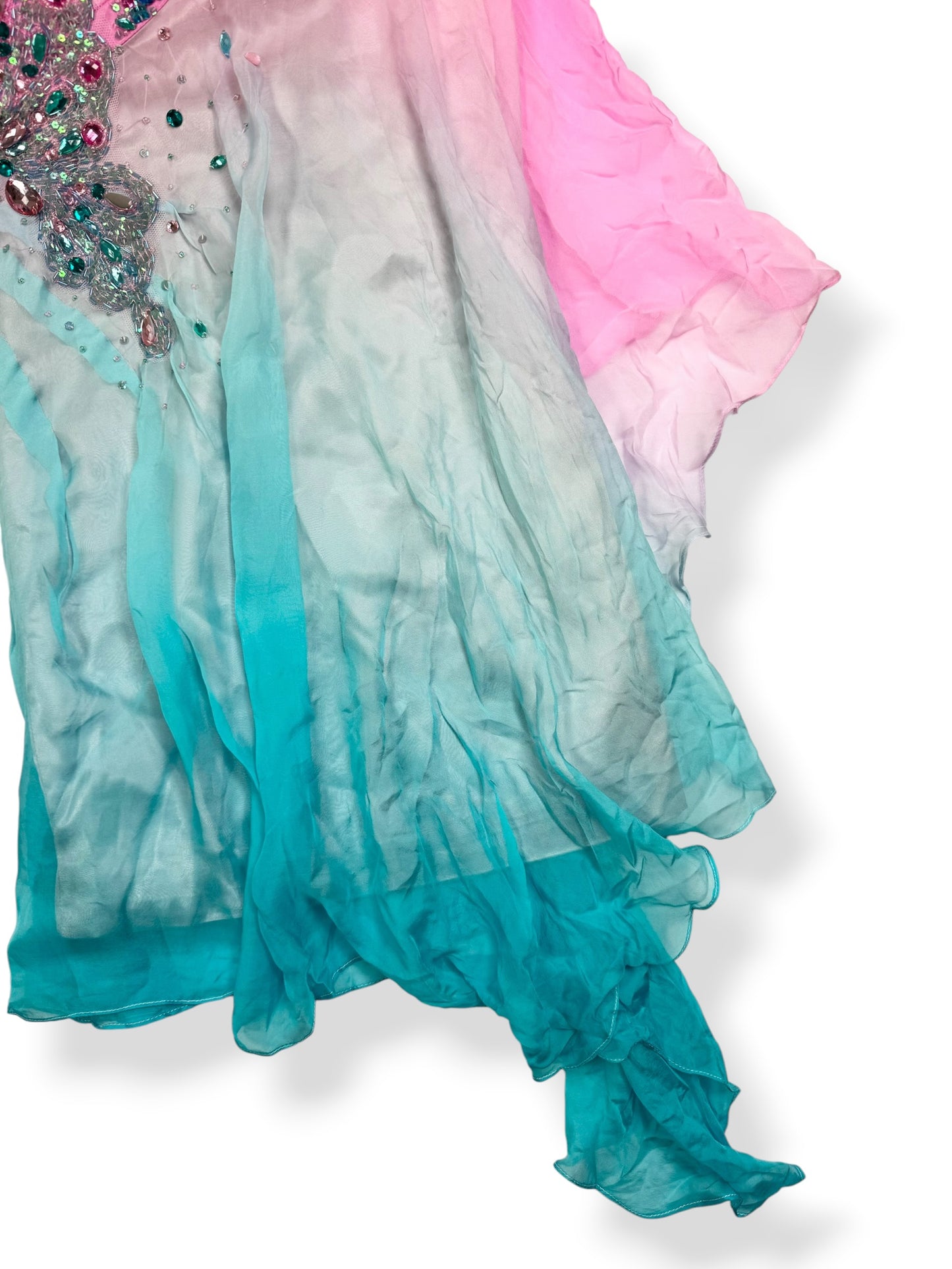 Silk Butterfly Beaded Blue & Pink Ombré Mini Dress ♡ XS/S