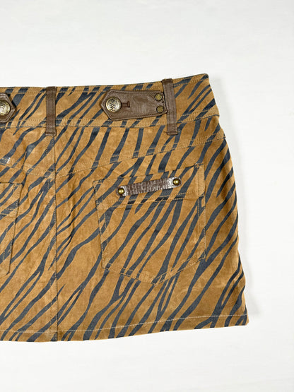 Animal Print Suede Mini Skirt