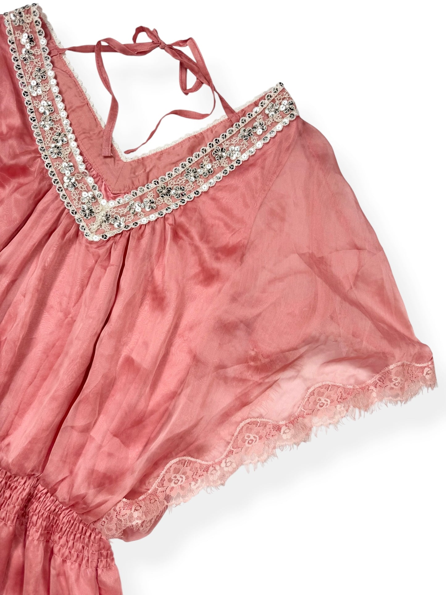 Pink Satin Batwing Top ♡ S/M