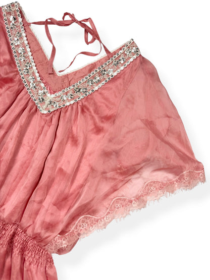 Pink Satin Batwing Top ♡ S/M