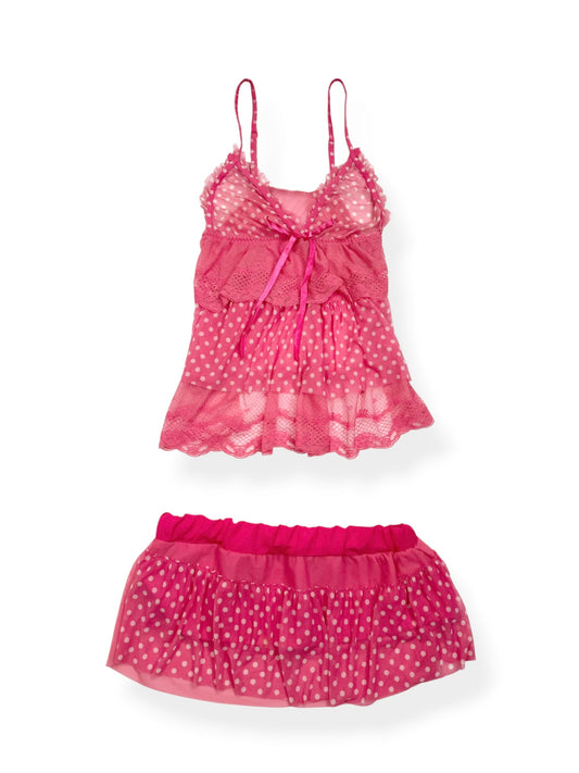 Pink Polka Cami & Micro Skirt Set ♡ S