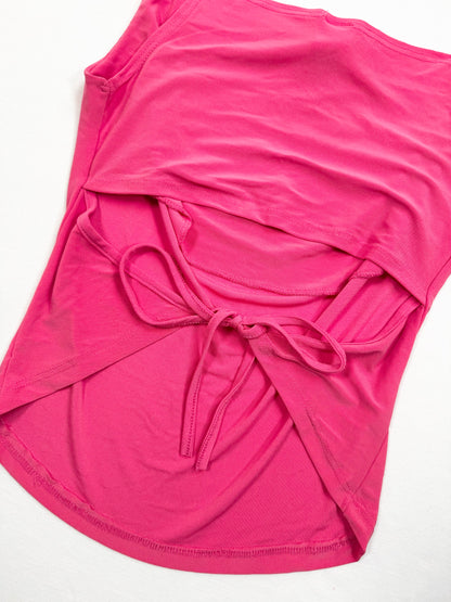 Pink Cowl Neck Tie Back Cami ♡ S/M