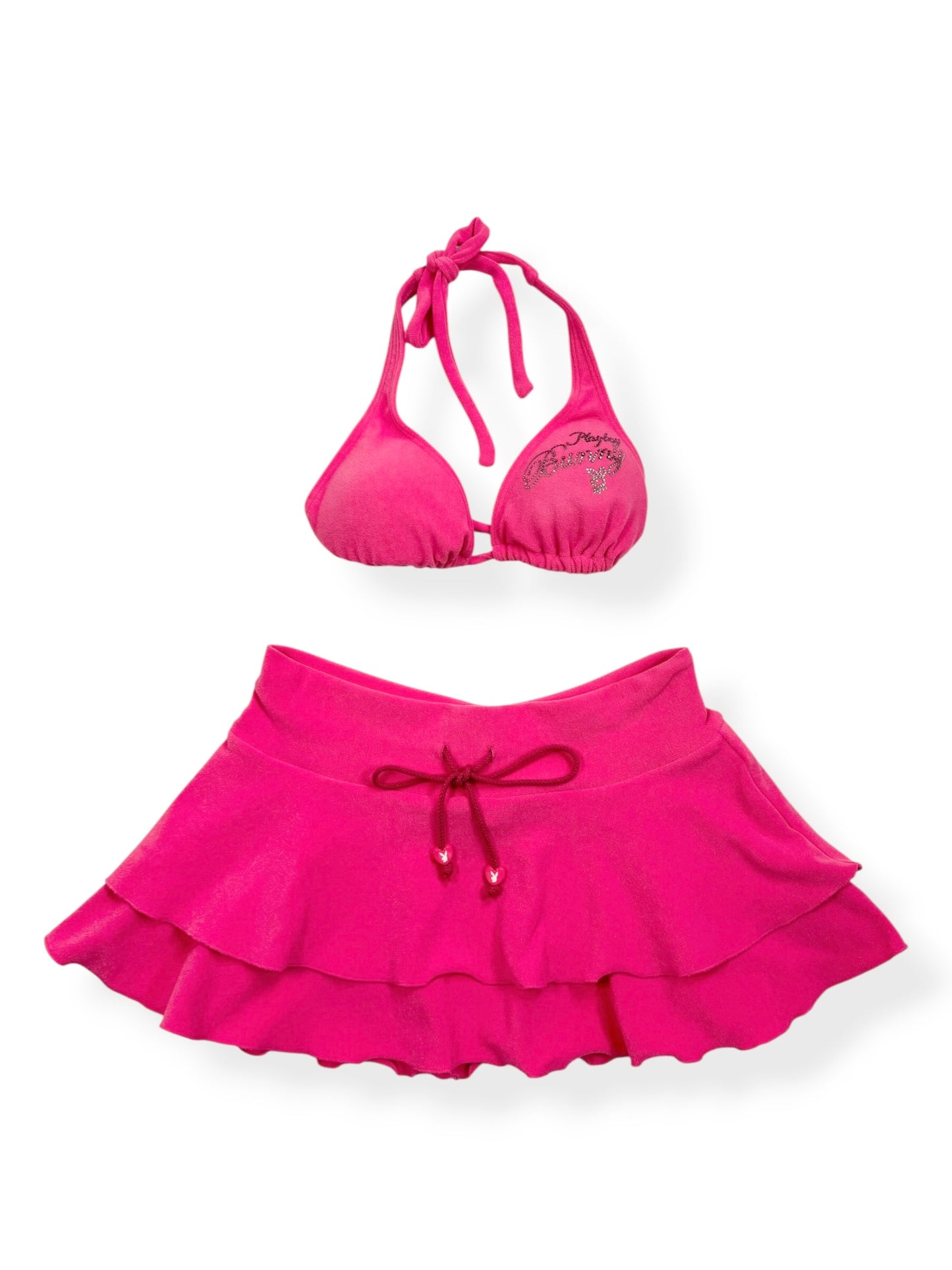 Playboy Hot Pink Towelling Bikini & Skirt Set ♡ XS