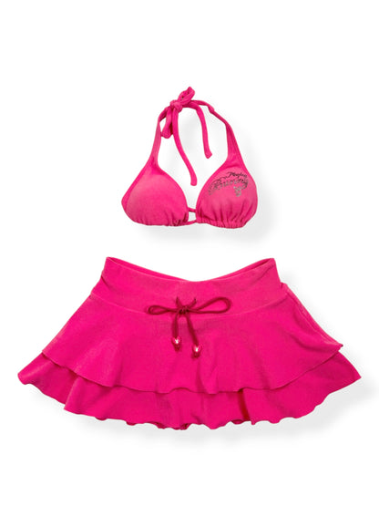 Playboy Hot Pink Towelling Bikini & Skirt Set ♡ XS