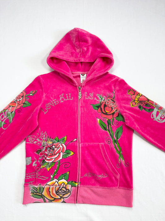 Pink Velour Ed Hardy Tracksuit ♡ M/L