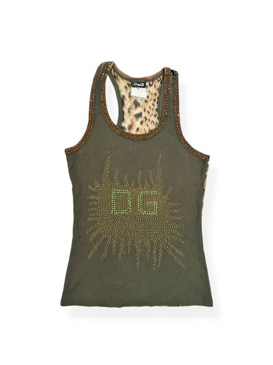 D&G Diamante Leopard Mesh Tank ♡ S