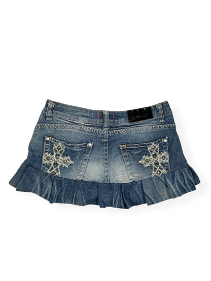 Cross Pleated Mini Skirt ♡ Size M