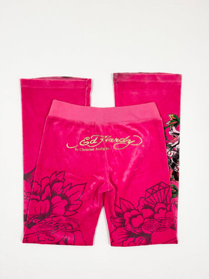 Pink Velour Ed Hardy Tracksuit