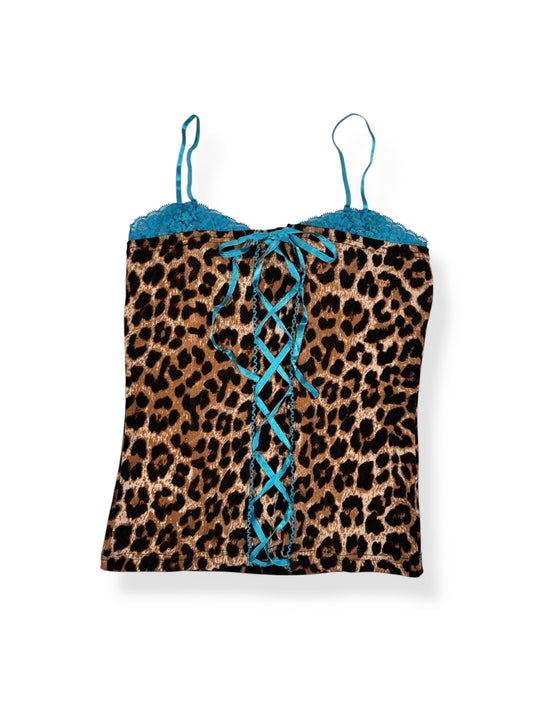 Leopard Blue Lace Up Cami