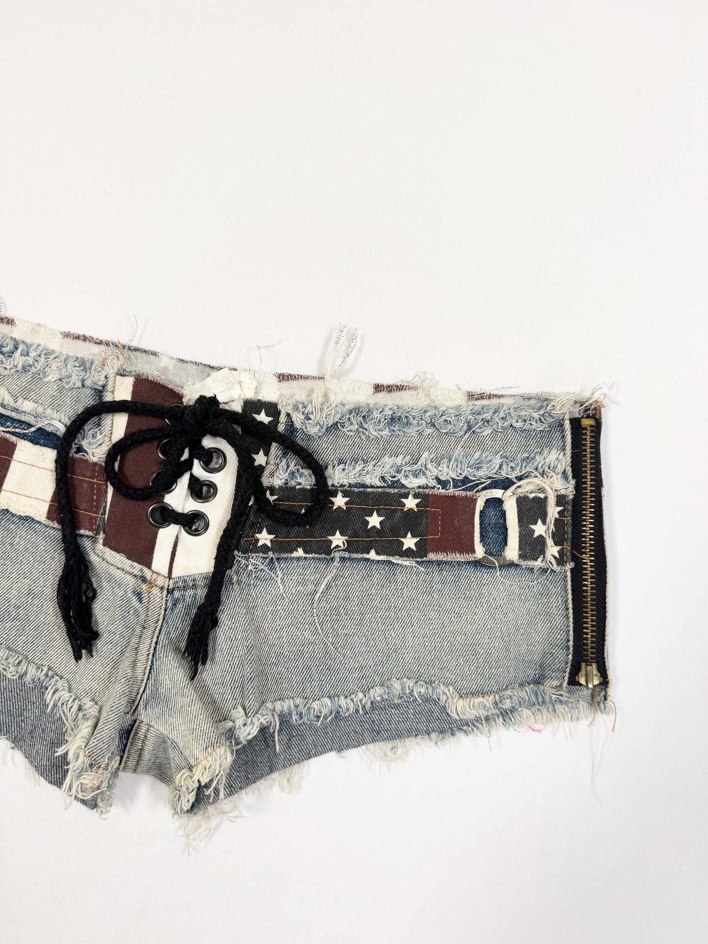 Flag Lace Up Micro Shorts ♡ S