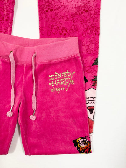 Pink Ed Hardy Velour Tracksuit ♡ S