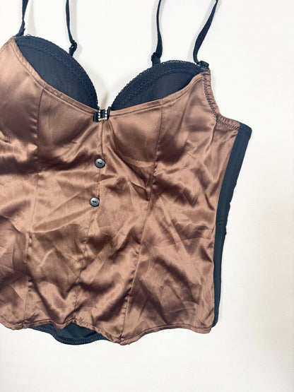 Brown Satin Tux Corset