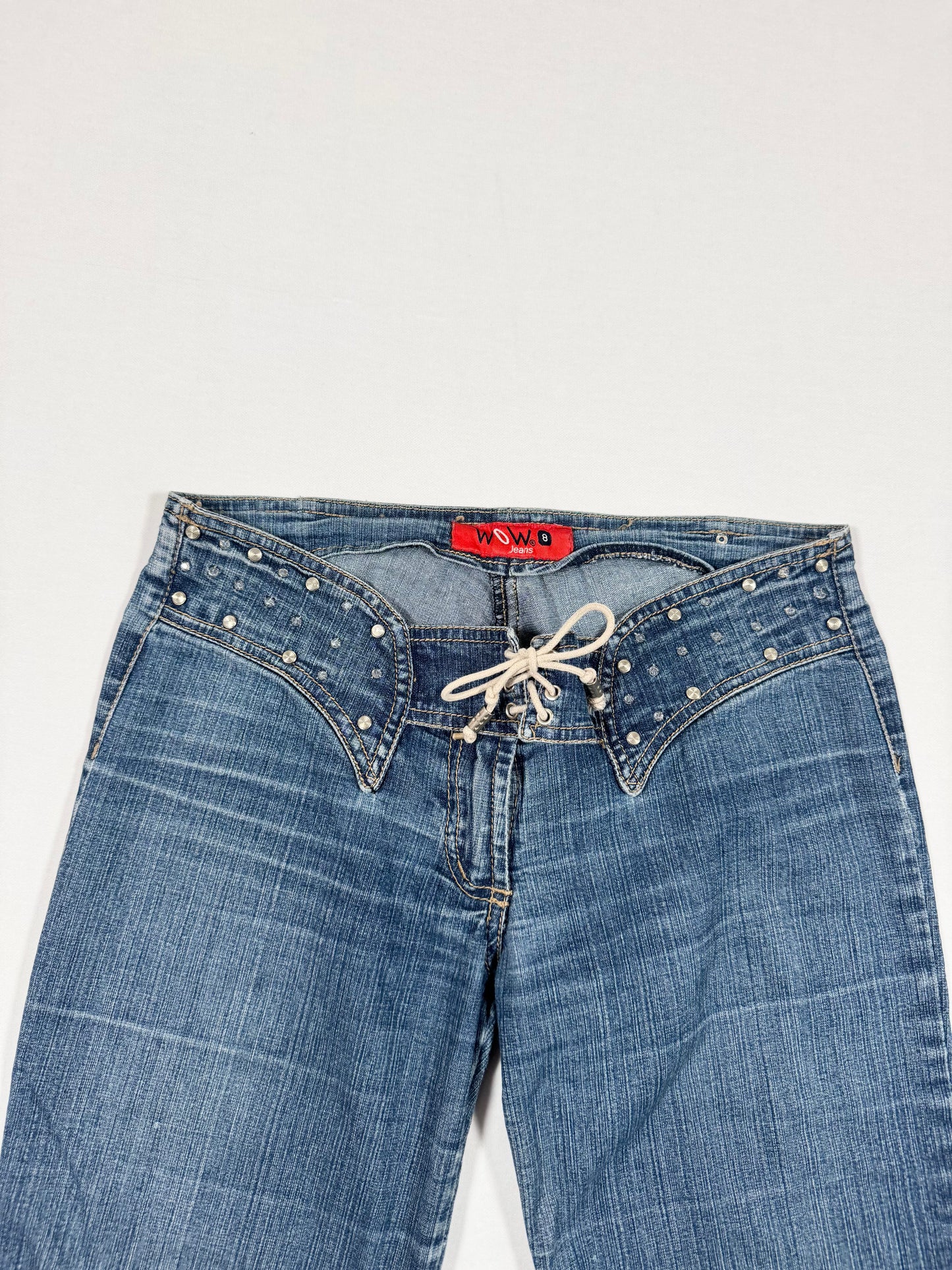Lace Up Diamanté Waist Flared Jeans ♡ XS