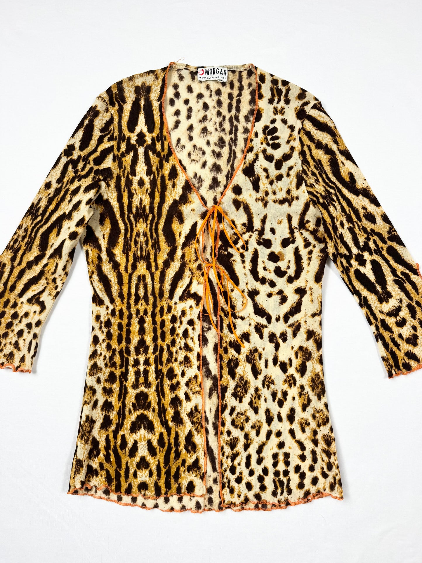 Morgan De Toi Leopard Tie Front 3/4 Sleeve Top ♡ S