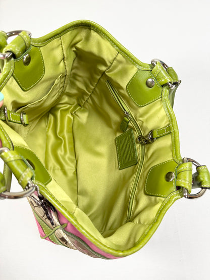 Coach Spring Pink & Green Bleecker Bag ♡