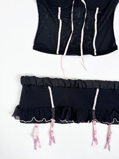 Black Pink Trim Cami Set ♡ XS