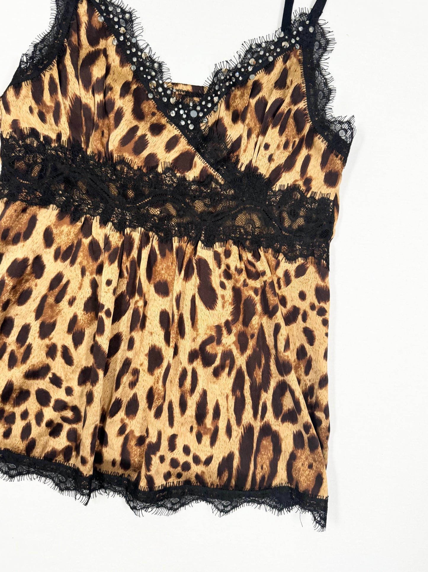 Leopard Silk Diamante Cami ♡ S