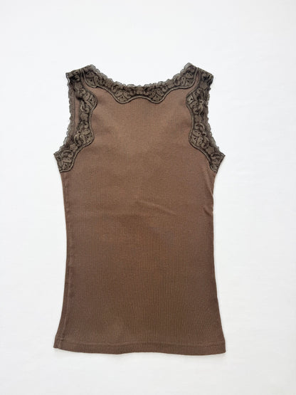 Lace Up Brown Tank ♡ S