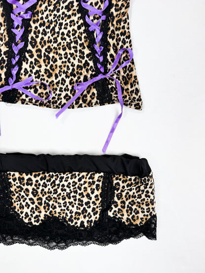 Purple Corset Leopard Cami Set ♡ XXS