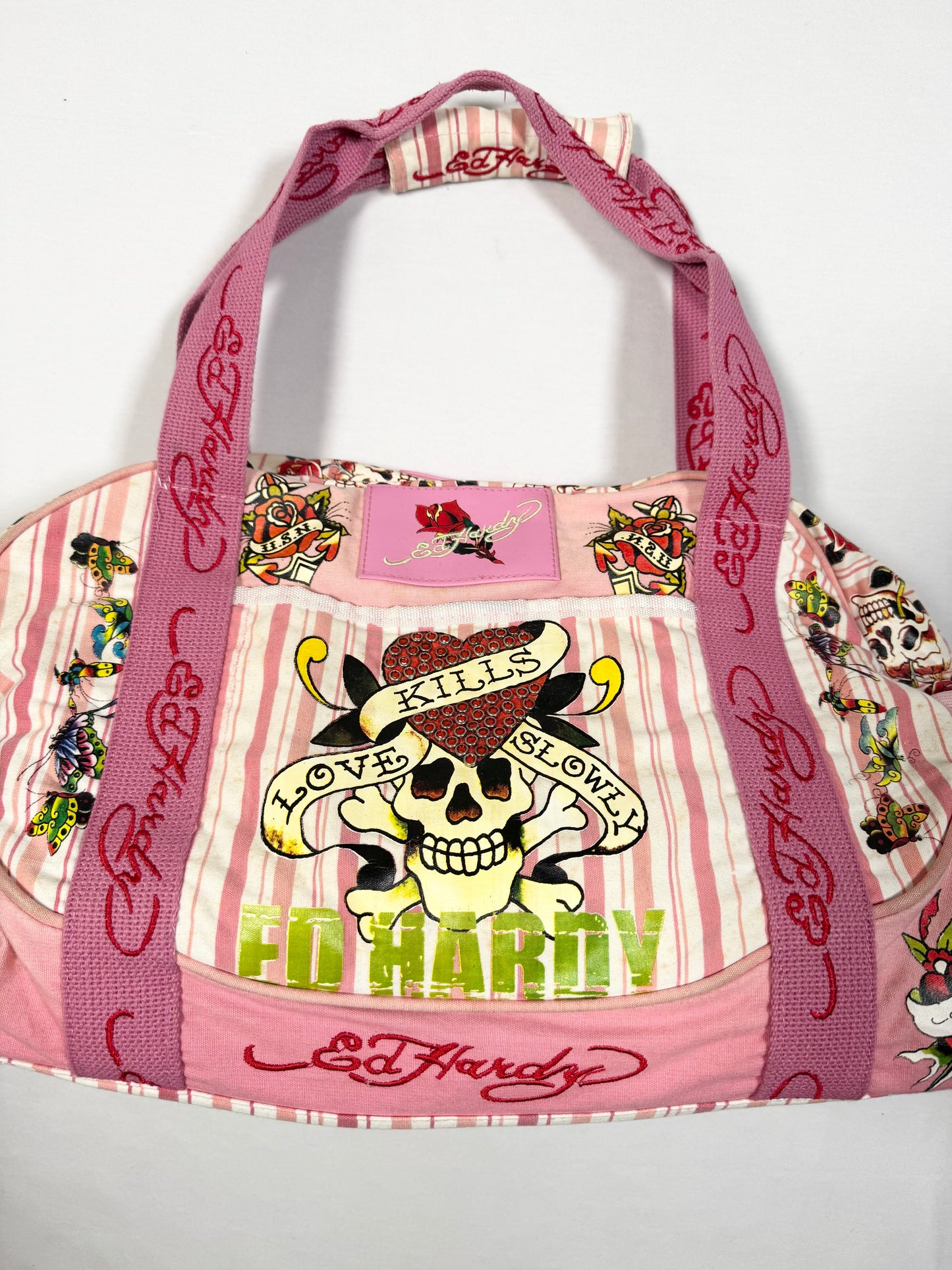 Pink Ed Hardy Duffle Bag