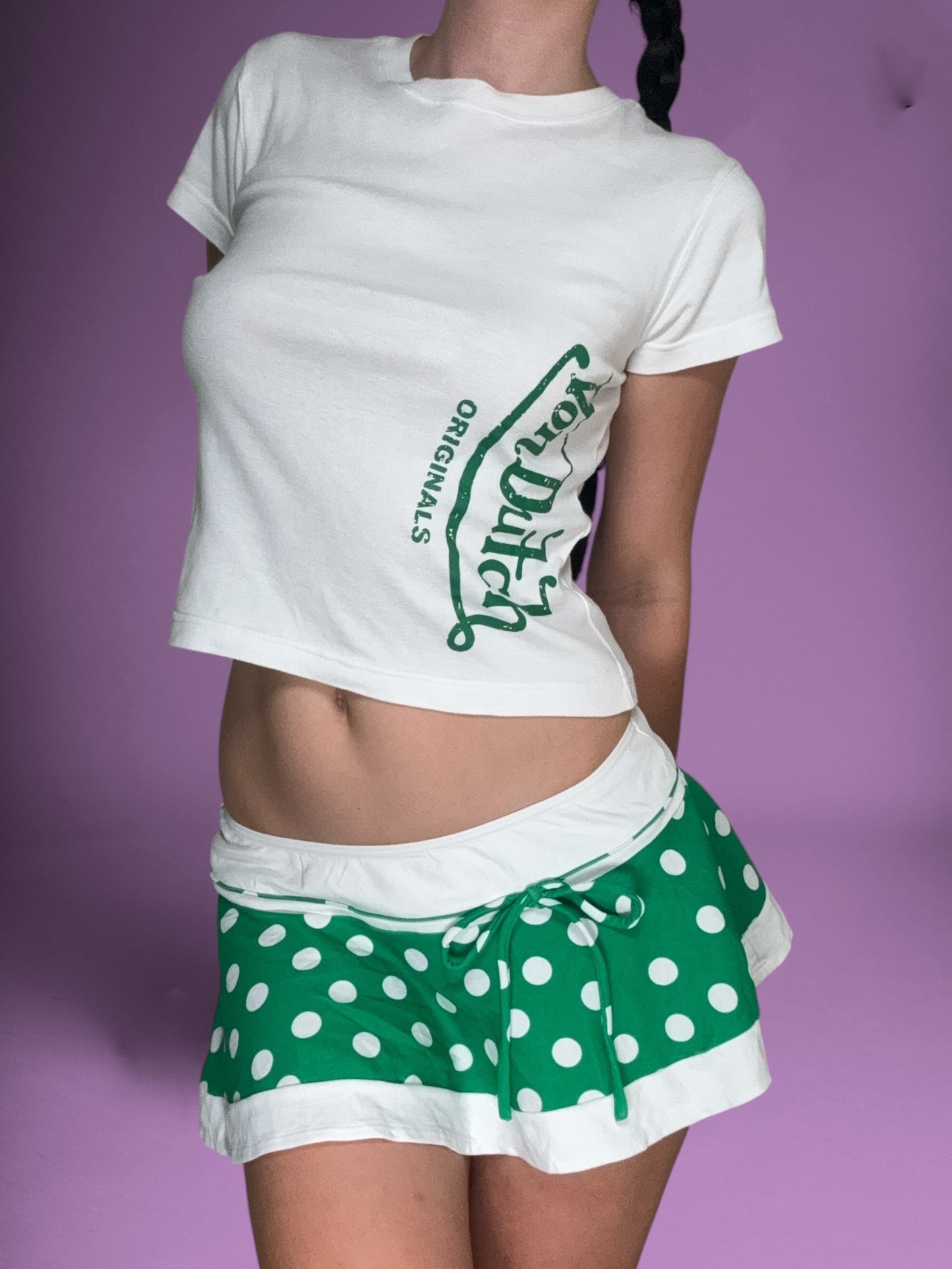 Polka Green Micro Skirt