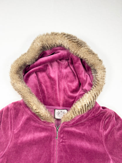 Purple Juicy Couture Fur Zip Up Hoodie ♡ XS