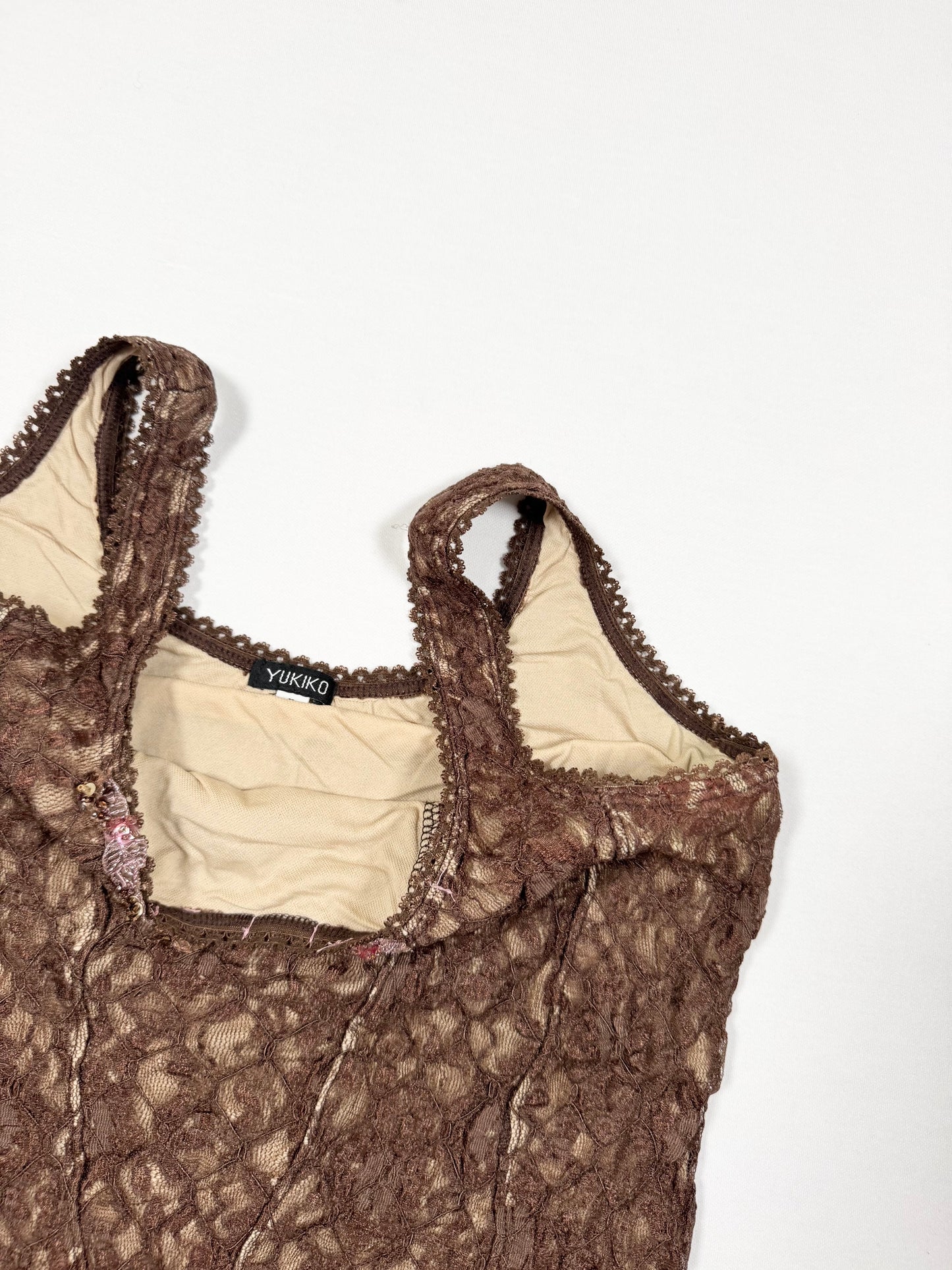 Brown Lace Corset Tank