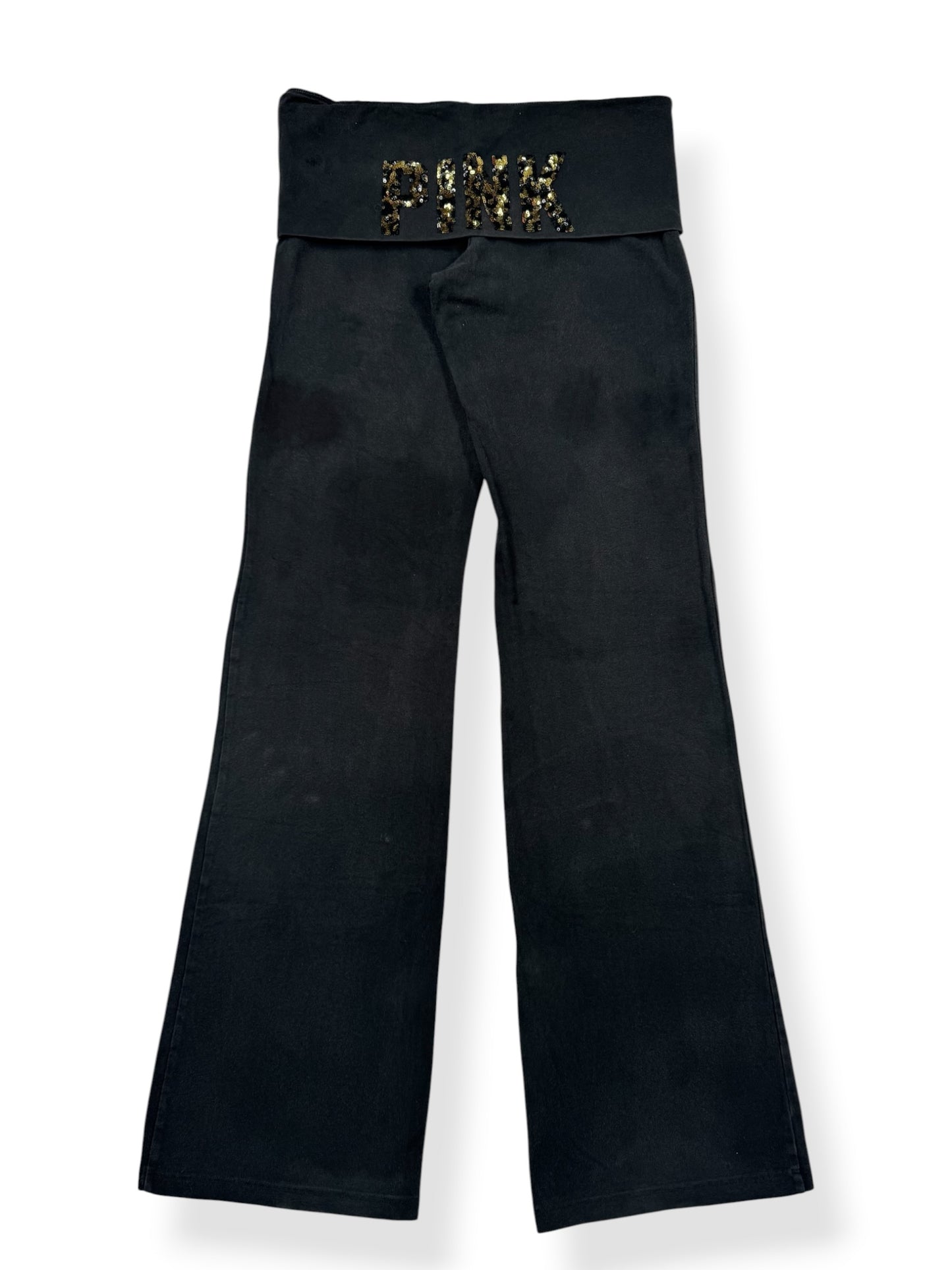 PINK Leopard Sequin Fold Over Flared Leggings ♡ M/L