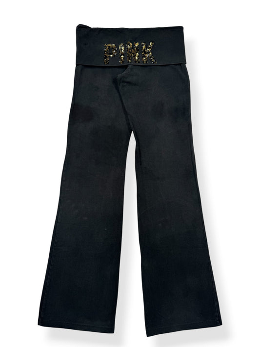 PINK Leopard Sequin Fold Over Flared Leggings ♡ M/L