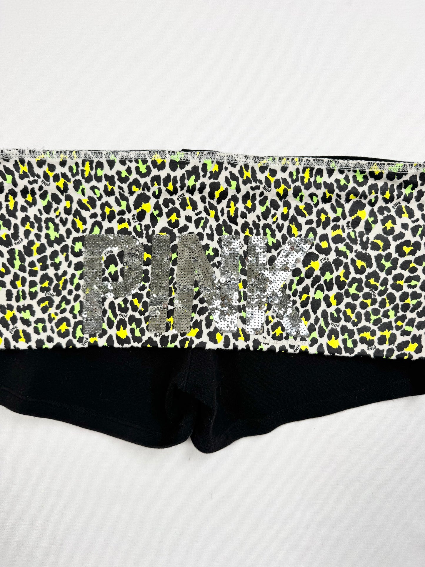 PINK Green Leopard Fold Over Shorts ♡ XS/S