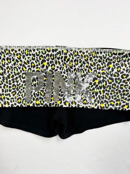 PINK Green Leopard Fold Over Shorts ♡ XS/S