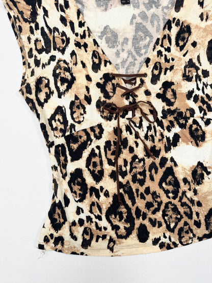 Lace Up Leopard Top ♡ S/M