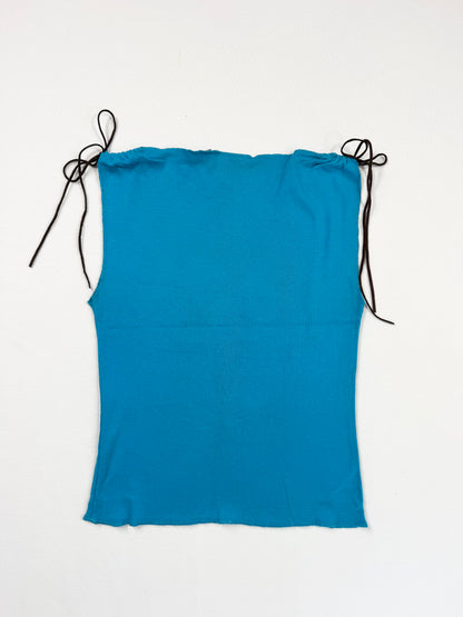 DKNY Jeans Blue Eagle Suede Tie Tank ♡ XS